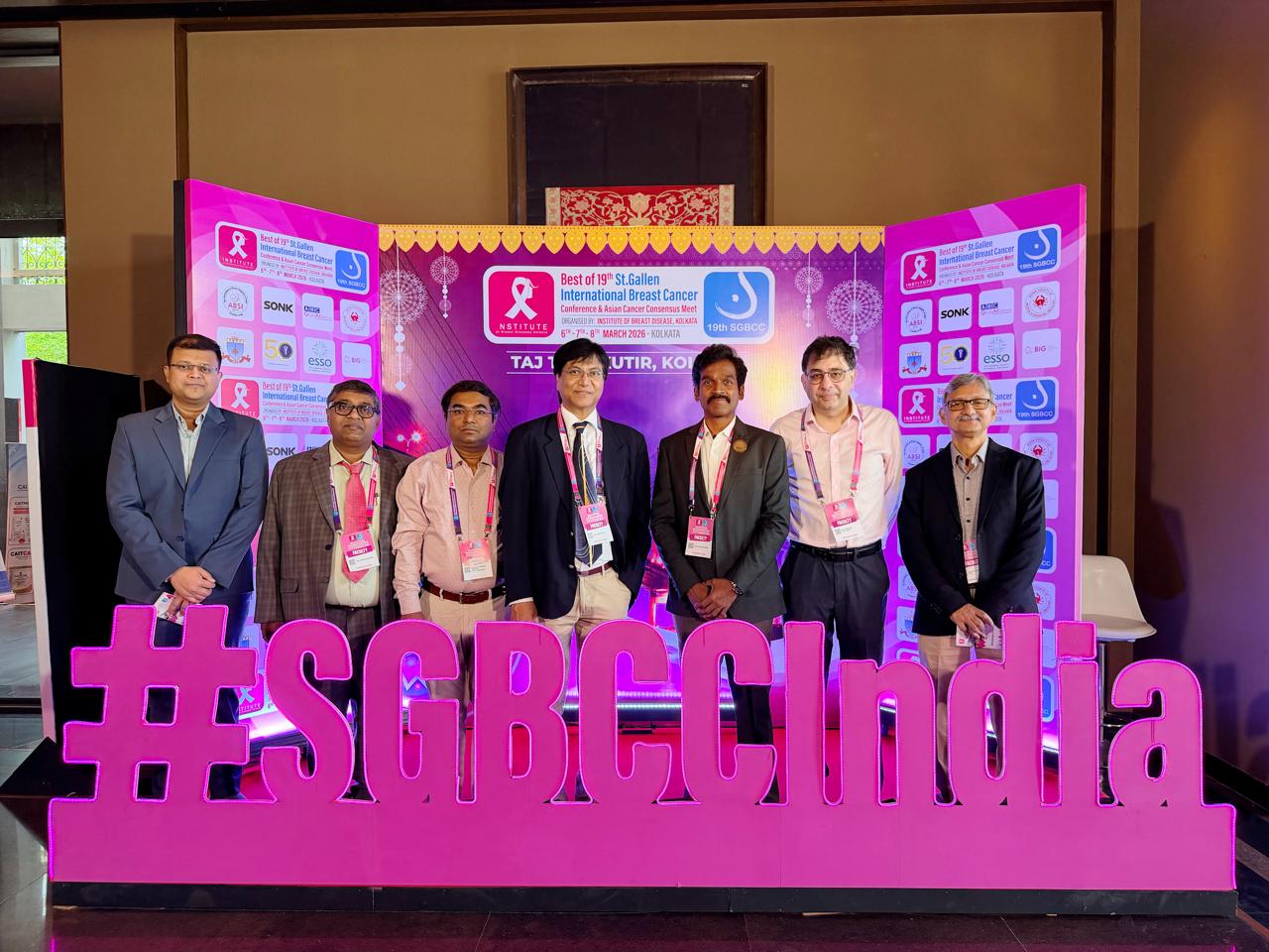 Delivering a lecture at the 19th St.Gallen International Breast Cancer Conference, Kolkata